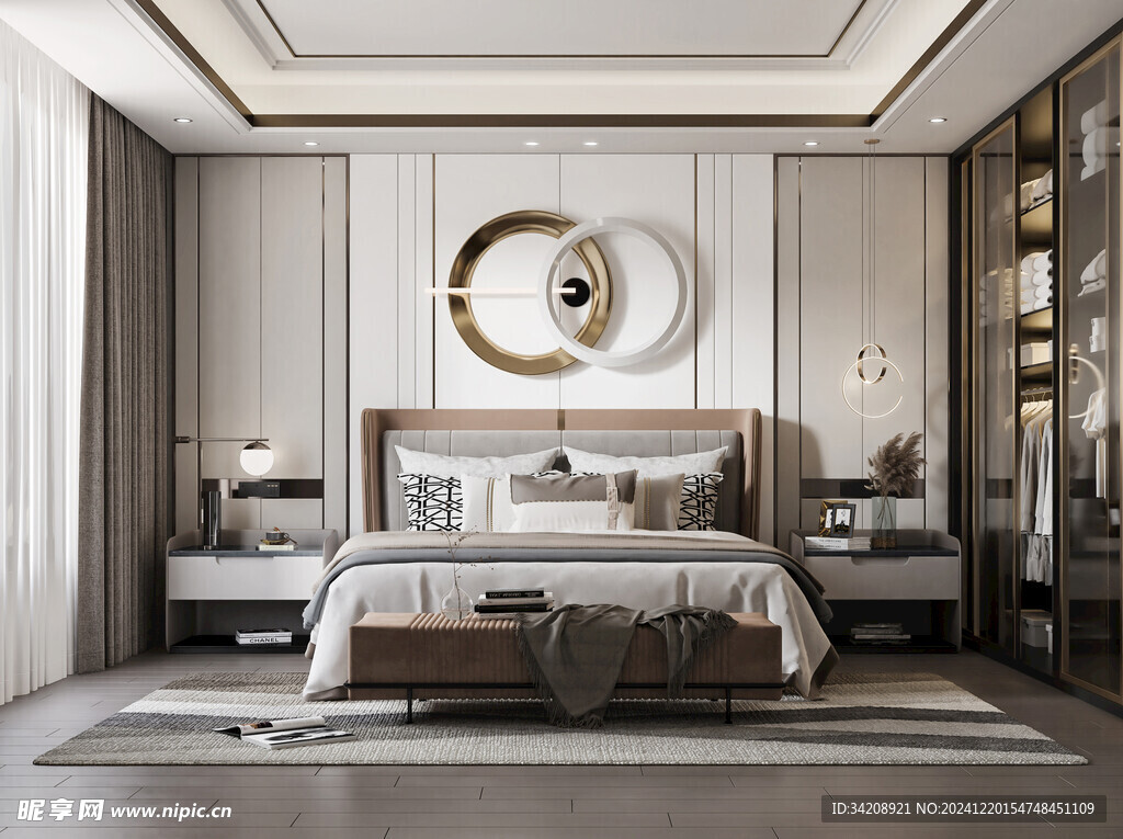 柜子硬装设计装修饰卧室软装现代