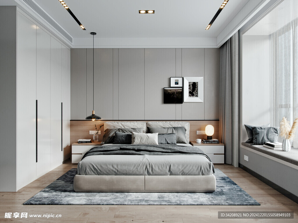 柜子硬装设计装修饰卧室软装现代