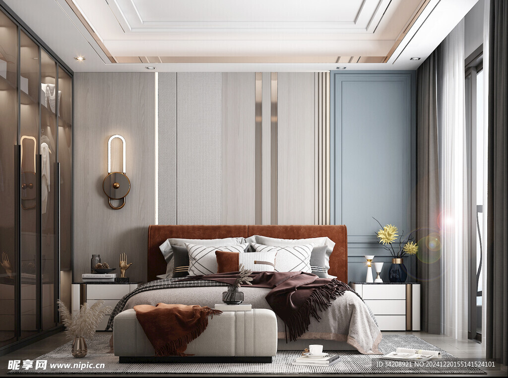 柜子硬装设计装修饰卧室软装现代