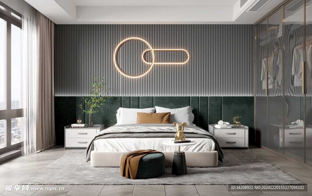 柜子硬装设计装修饰卧室软装现代