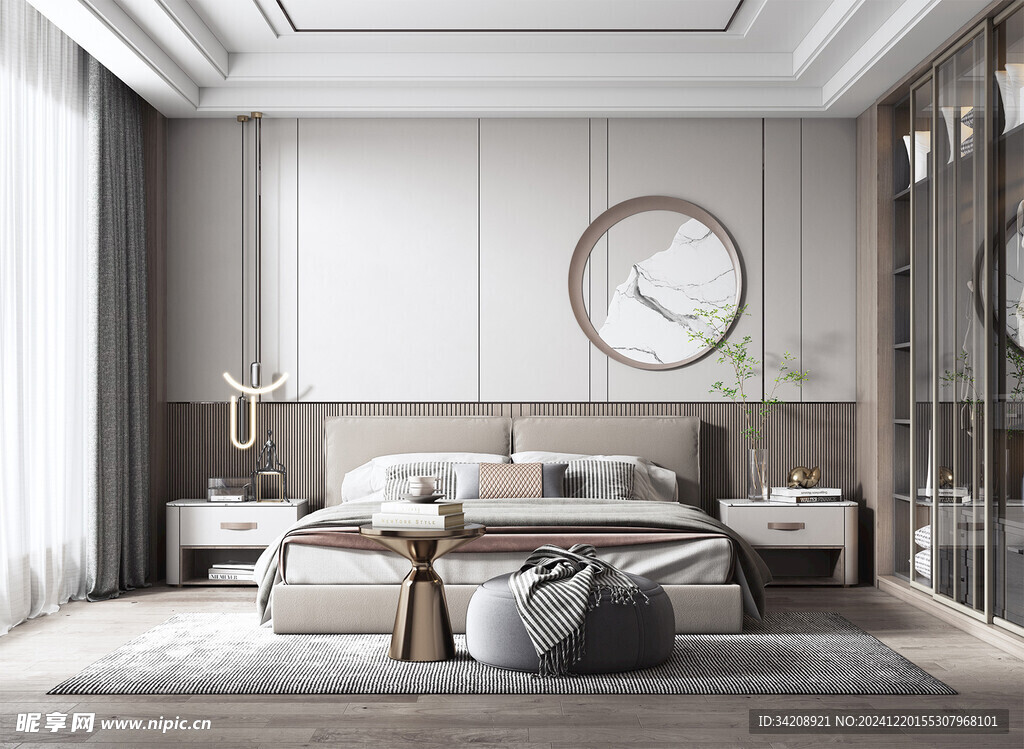 柜子硬装设计装修饰卧室软装现代