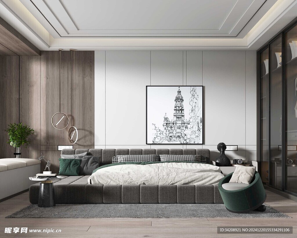 柜子硬装设计装修饰卧室软装现代