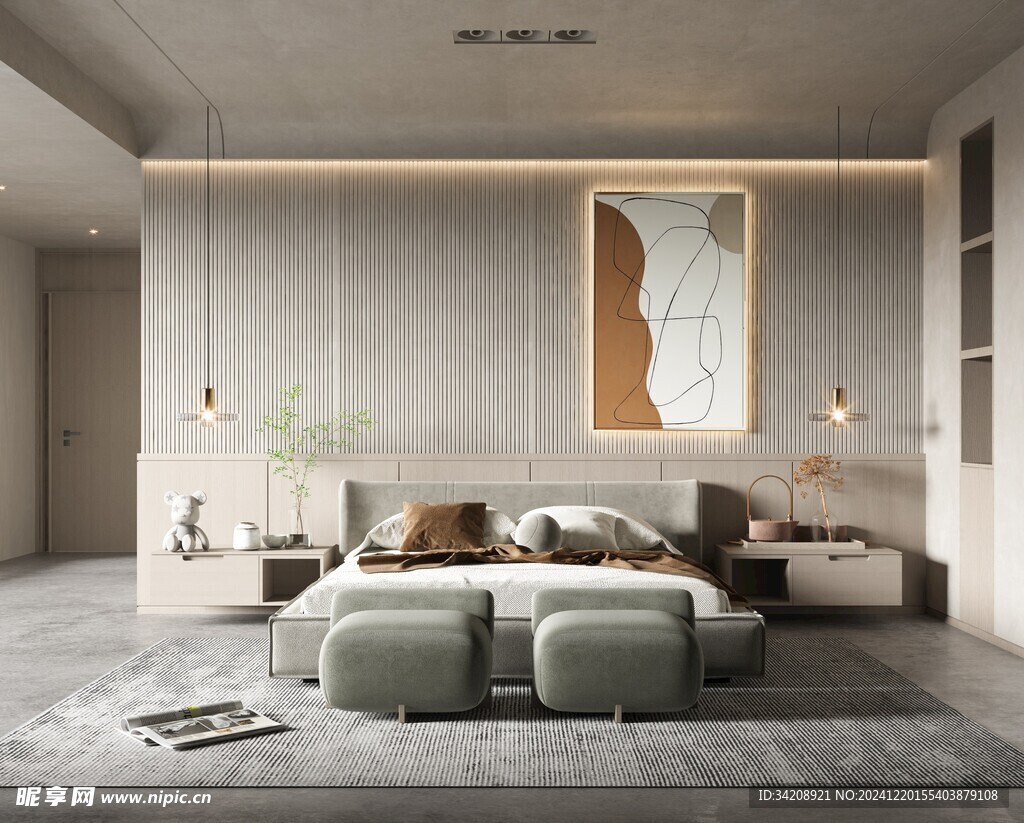 柜子硬装设计装修饰卧室软装现代