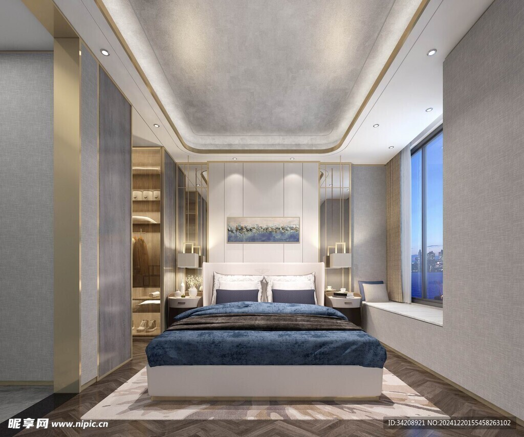 柜子硬装设计装修饰卧室软装现代