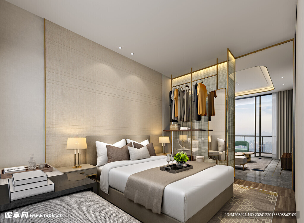 柜子硬装设计装修饰卧室软装现代