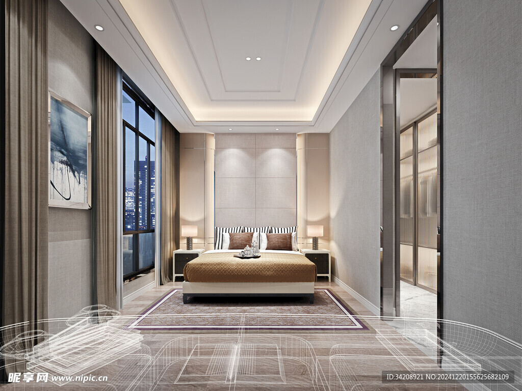 柜子硬装设计装修饰卧室软装现代