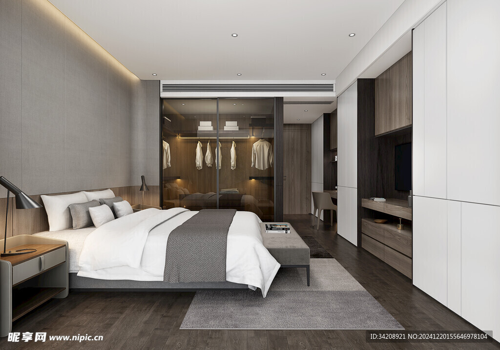 柜子硬装设计装修饰卧室软装现代