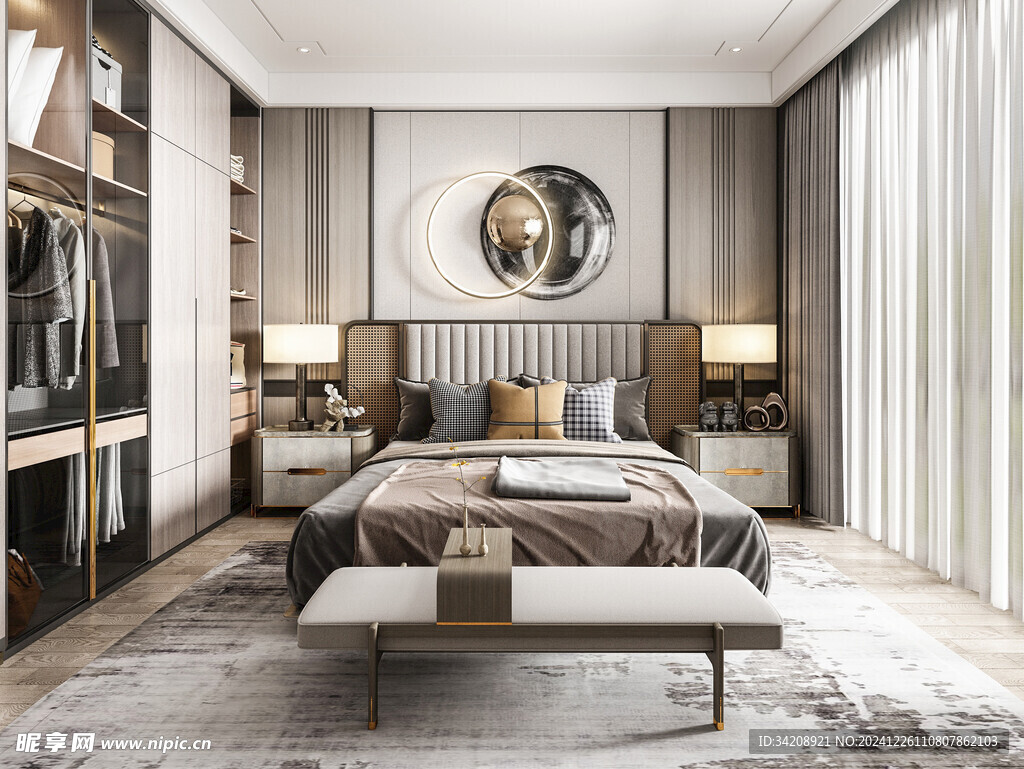 中复古式卧室空间极简现代简约风