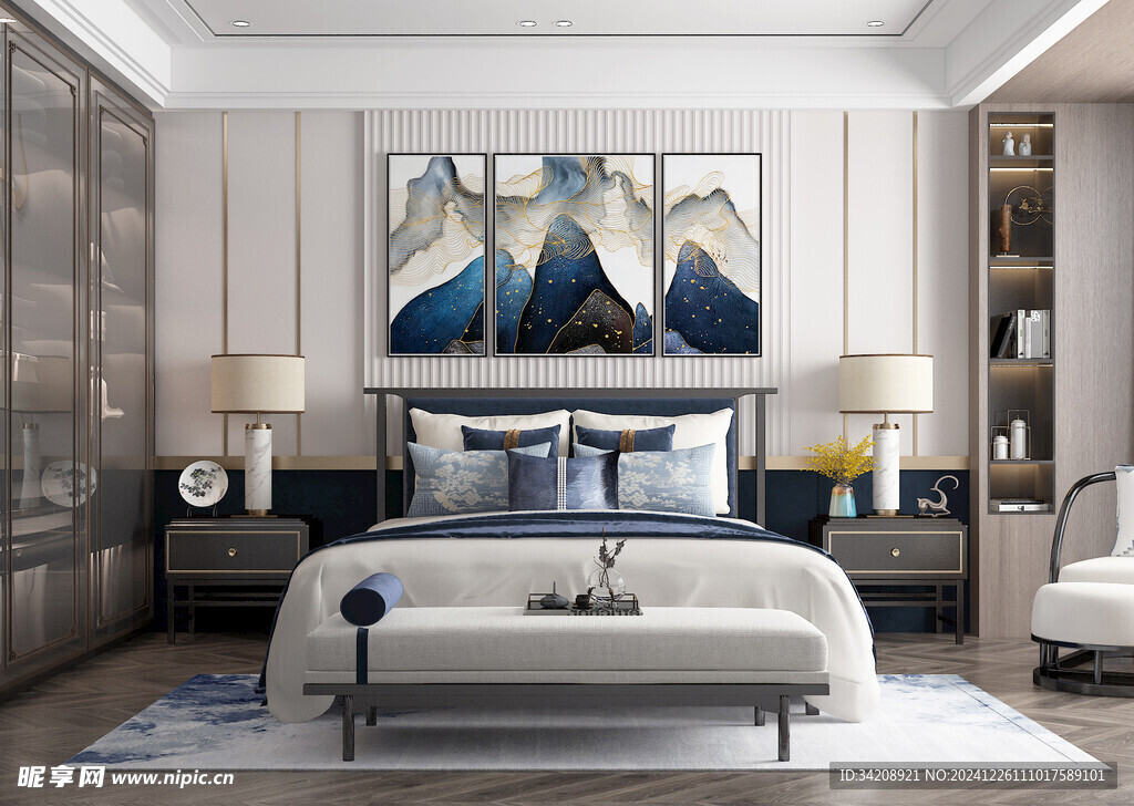 中复古式卧室空间极简现代简约风