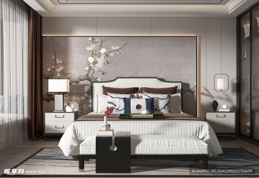 中复古式卧室空间极简现代简约风