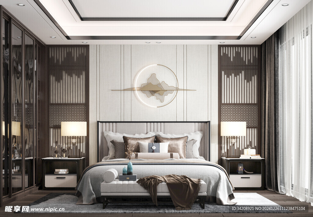 中复古式卧室空间极简现代简约风