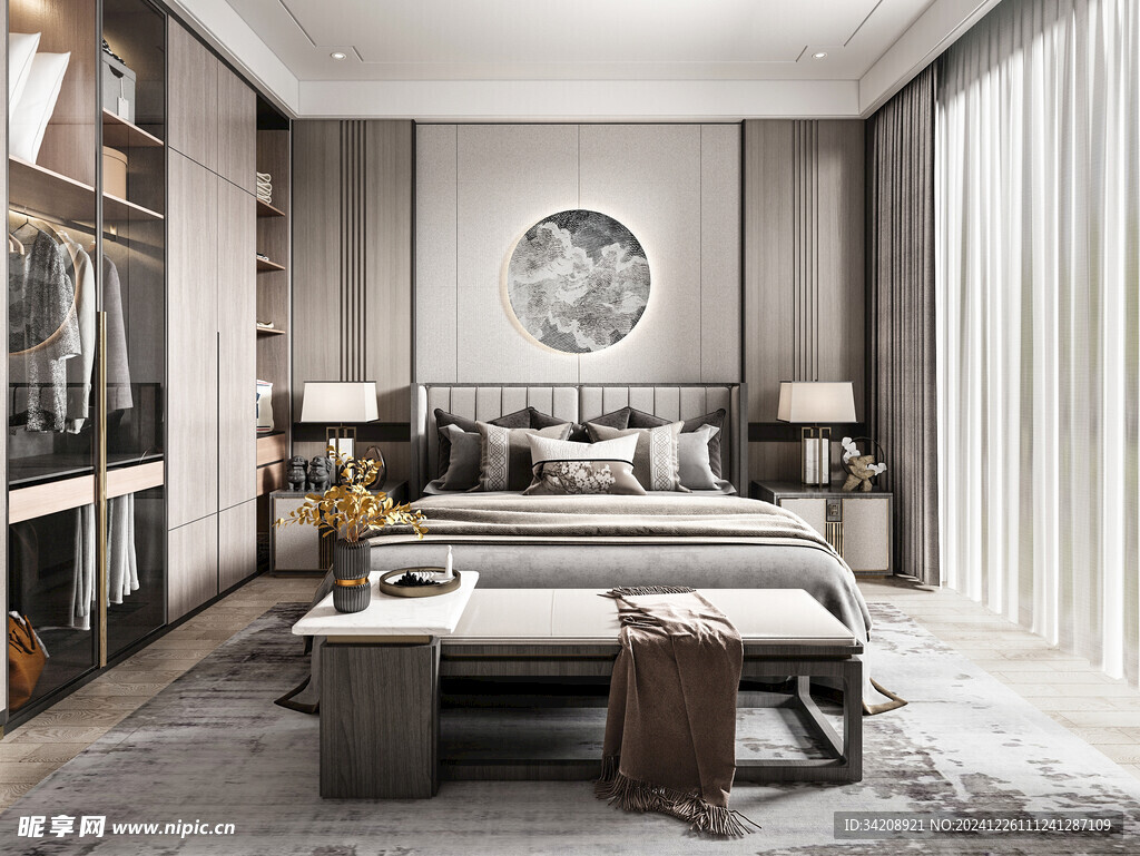 中复古式卧室空间极简现代简约风