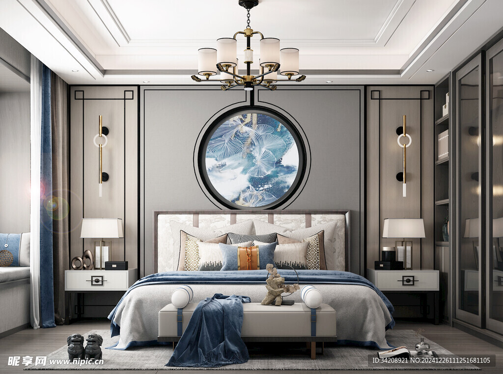 中复古式卧室空间极简现代简约风