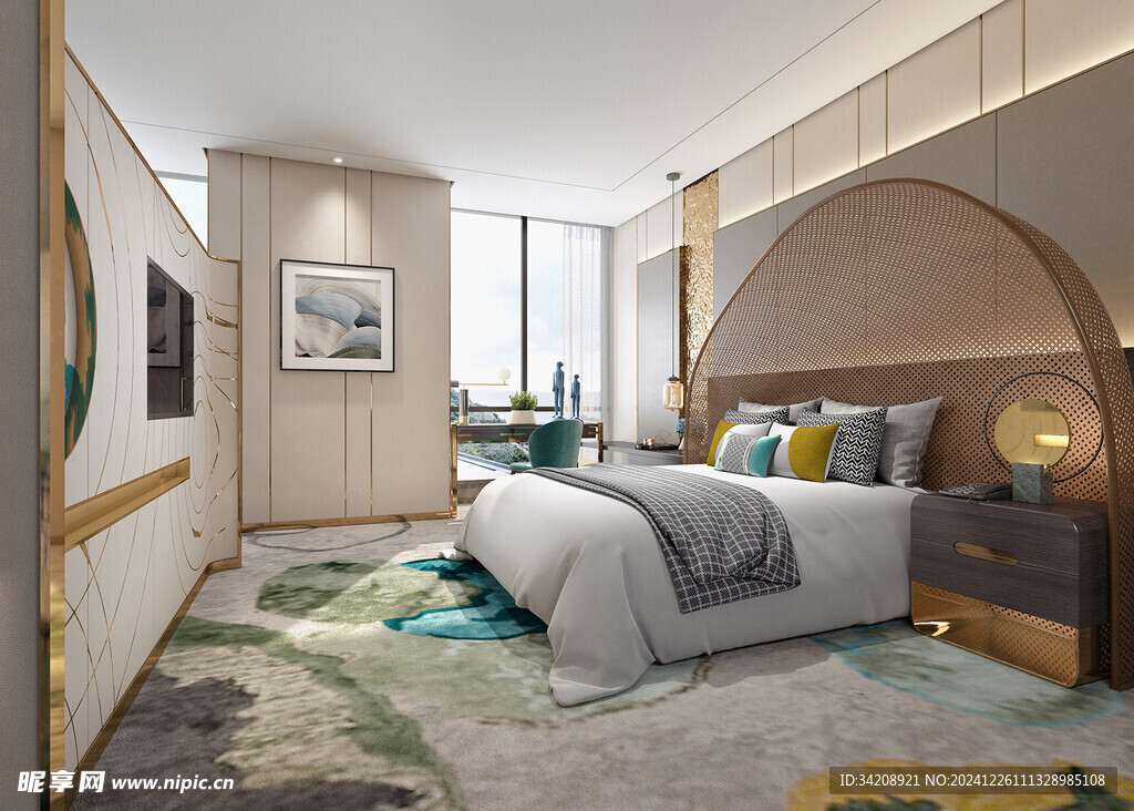 中复古式卧室空间极简现代简约风