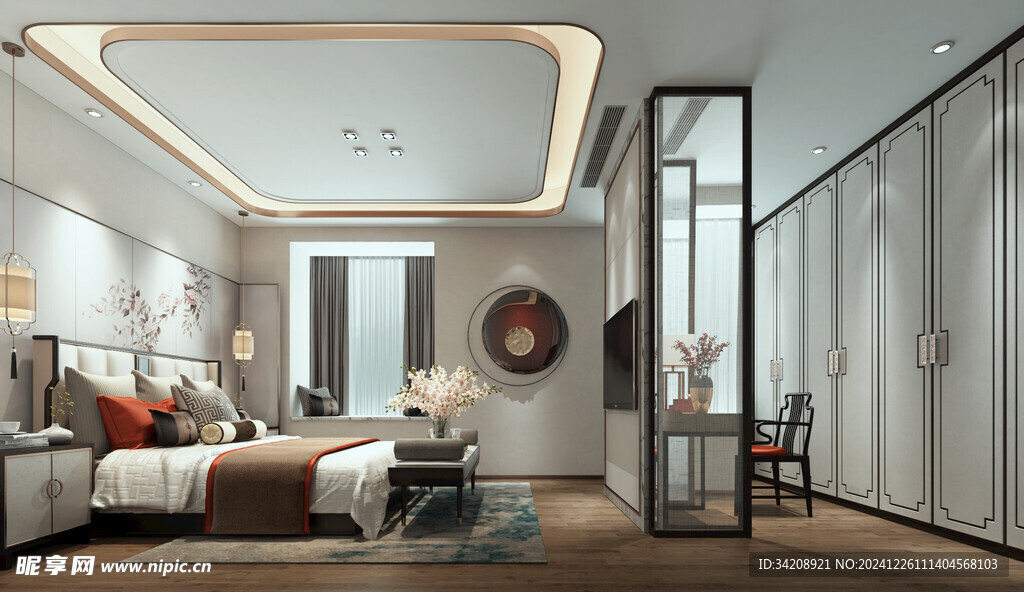 中复古式卧室空间极简现代简约风