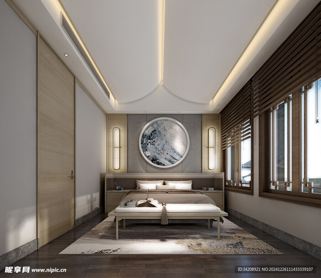 中复古式卧室空间极简现代简约风