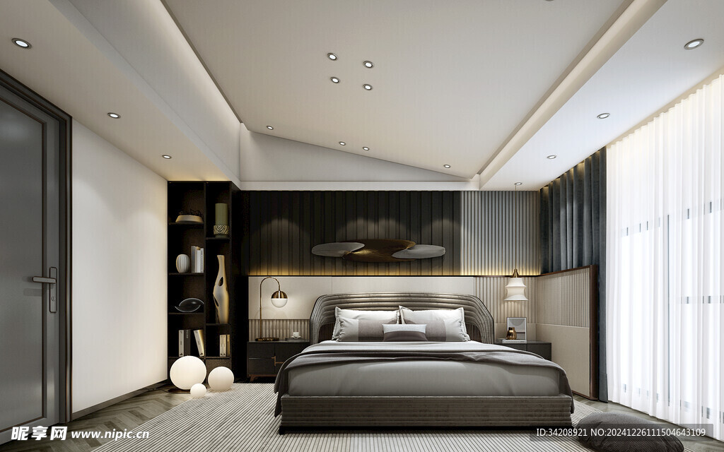 中复古式卧室空间极简现代简约风