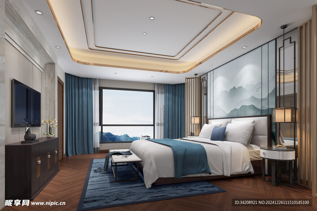 中复古式卧室空间极简现代简约风