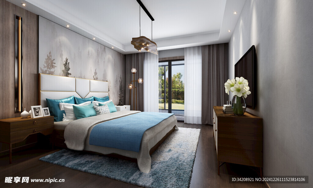 中复古式卧室空间极简现代简约风