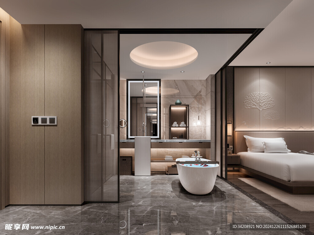 中复古式卧室空间极简现代简约风