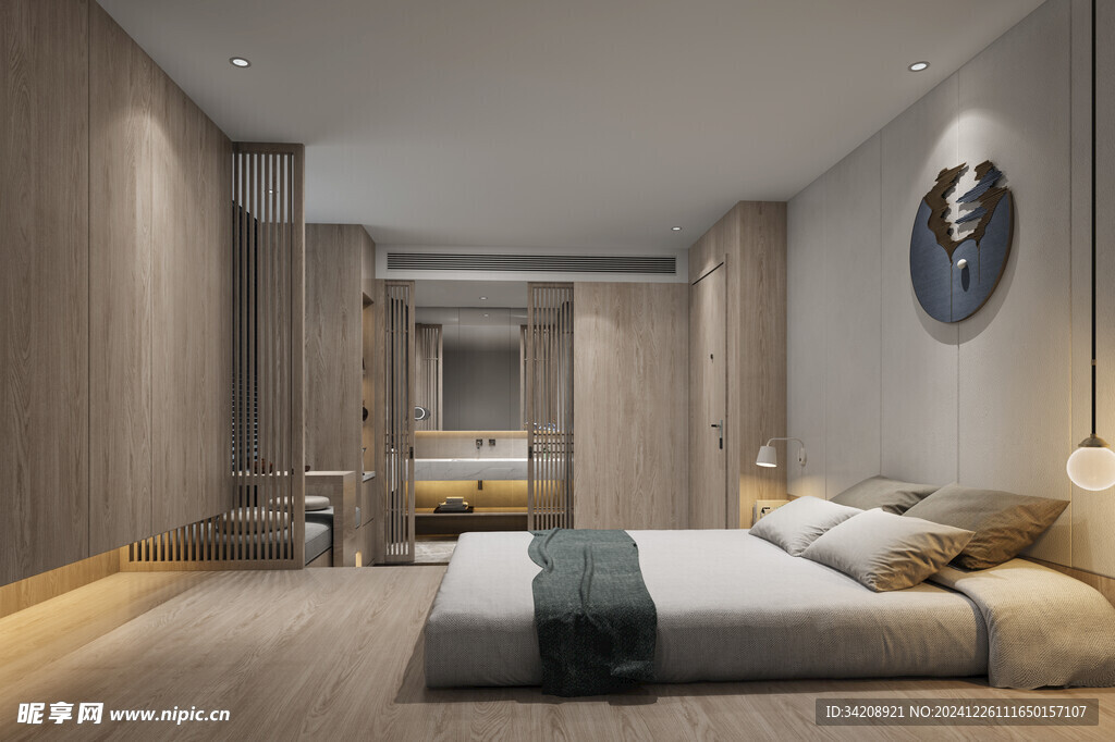 中复古式卧室空间极简现代简约风