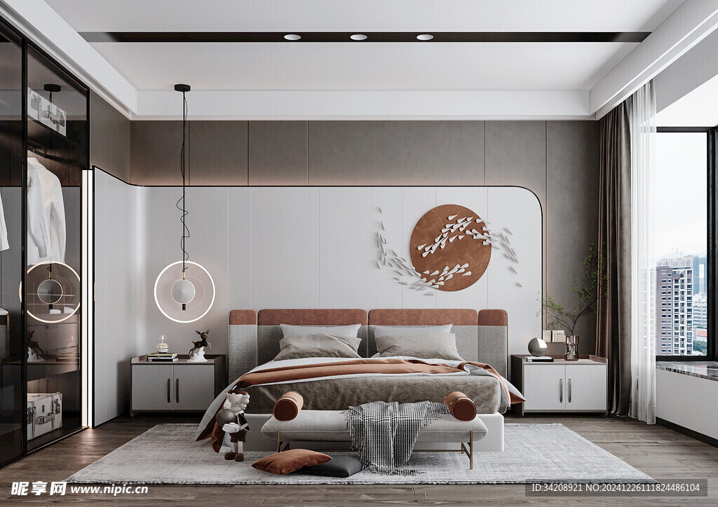 中复古式卧室空间极简现代简约风