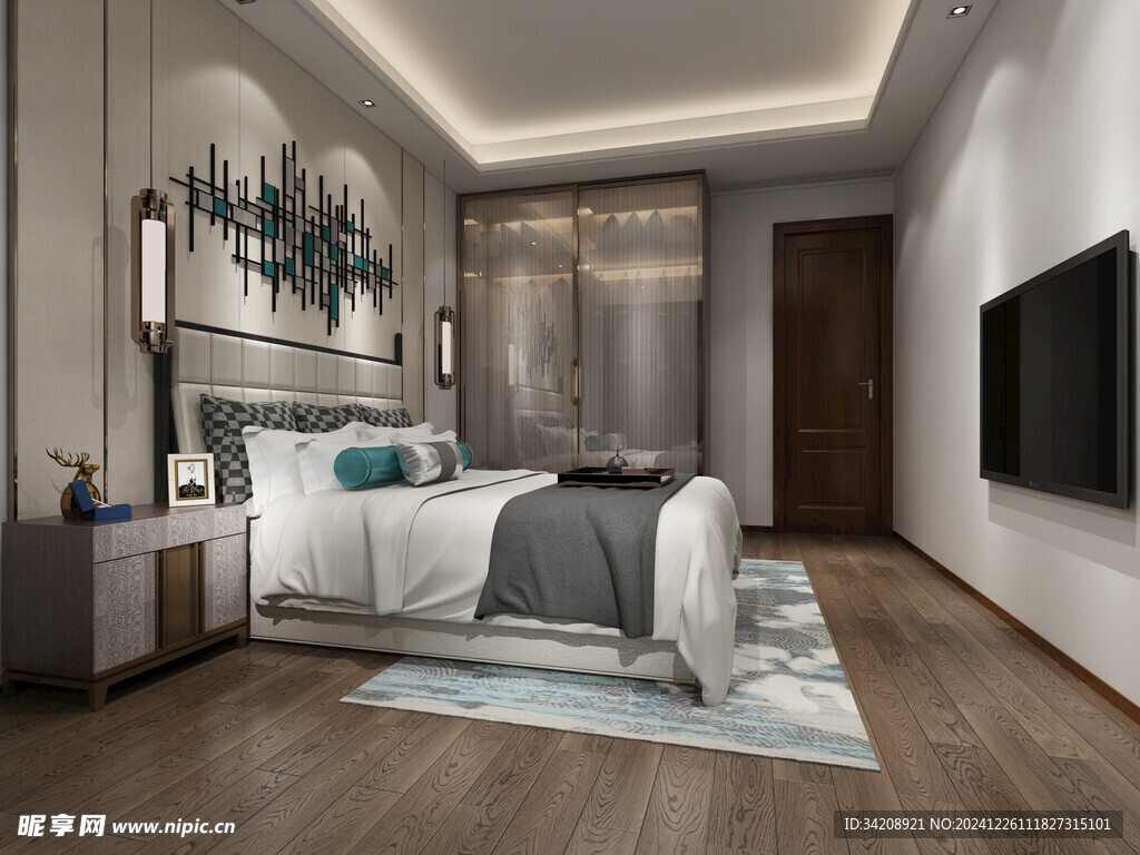 中复古式卧室空间极简现代简约风