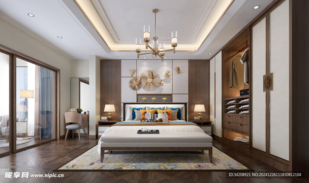 中复古式卧室空间极简现代简约风