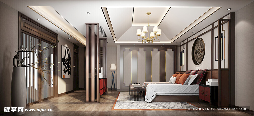 中复古式卧室空间极简现代简约风