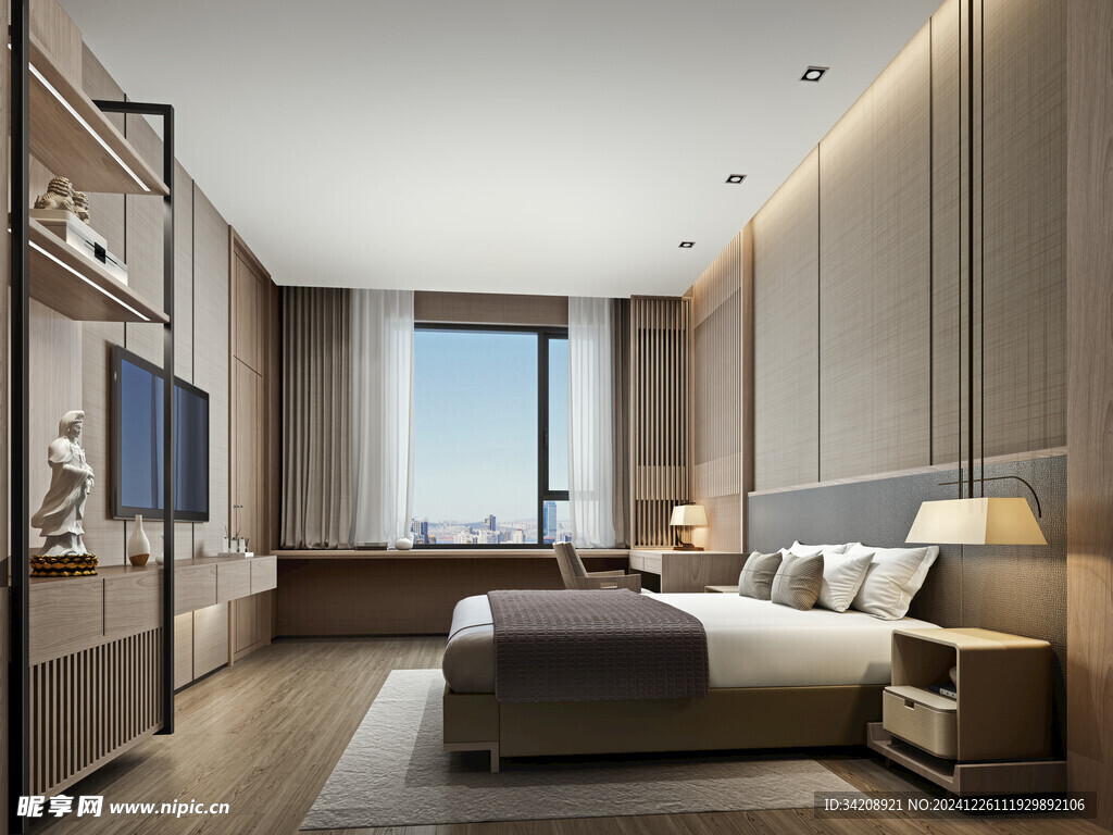 中复古式卧室空间极简现代简约风