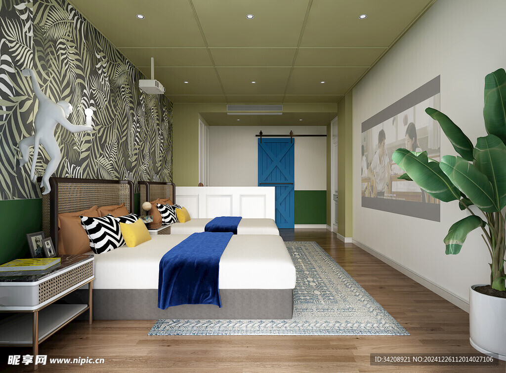 中复古式卧室空间极简现代简约风