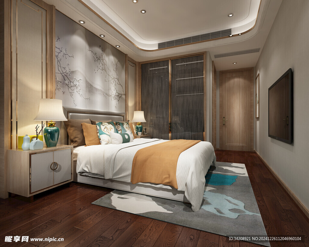 中复古式卧室空间极简现代简约风