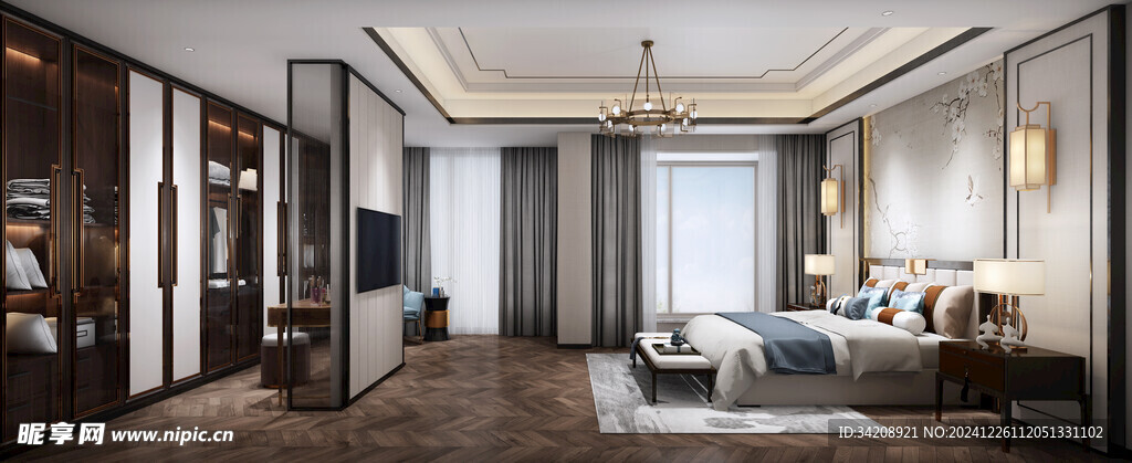 中复古式卧室空间极简现代简约风