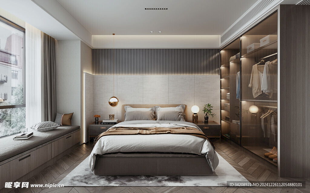 中复古式卧室空间极简现代简约风