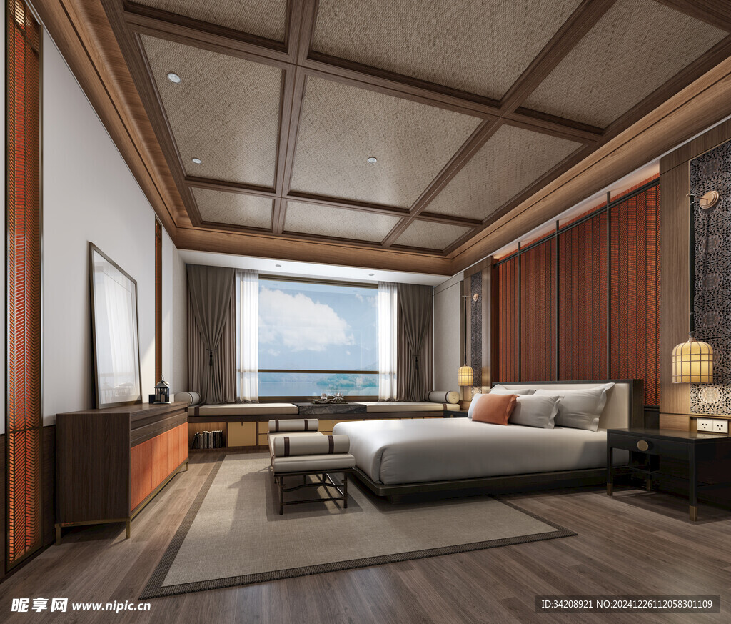 中复古式卧室空间极简现代简约风