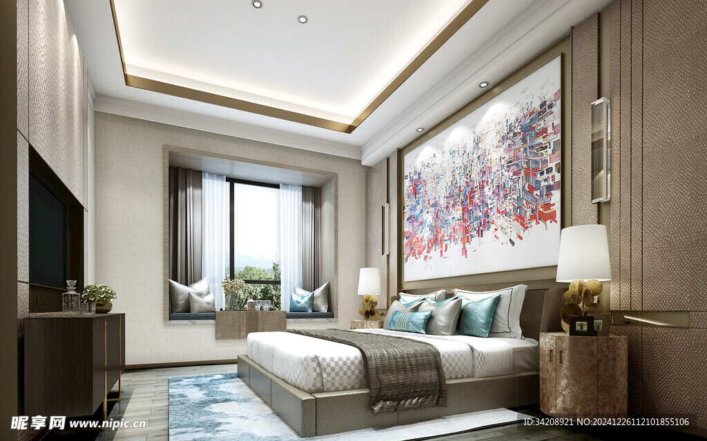 中复古式卧室空间极简现代简约风