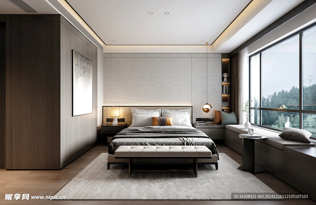 中复古式卧室空间极简现代简约风