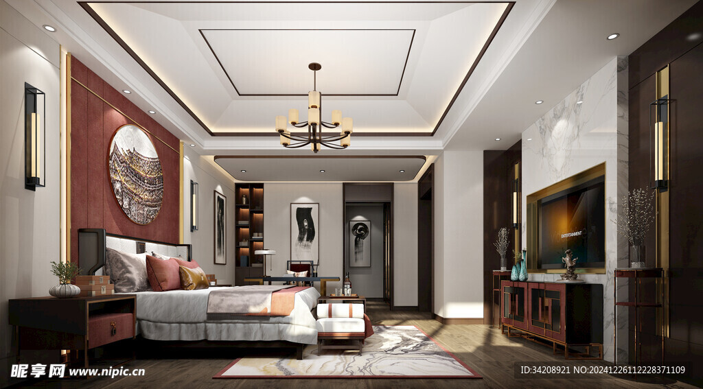 中复古式卧室空间极简现代简约风