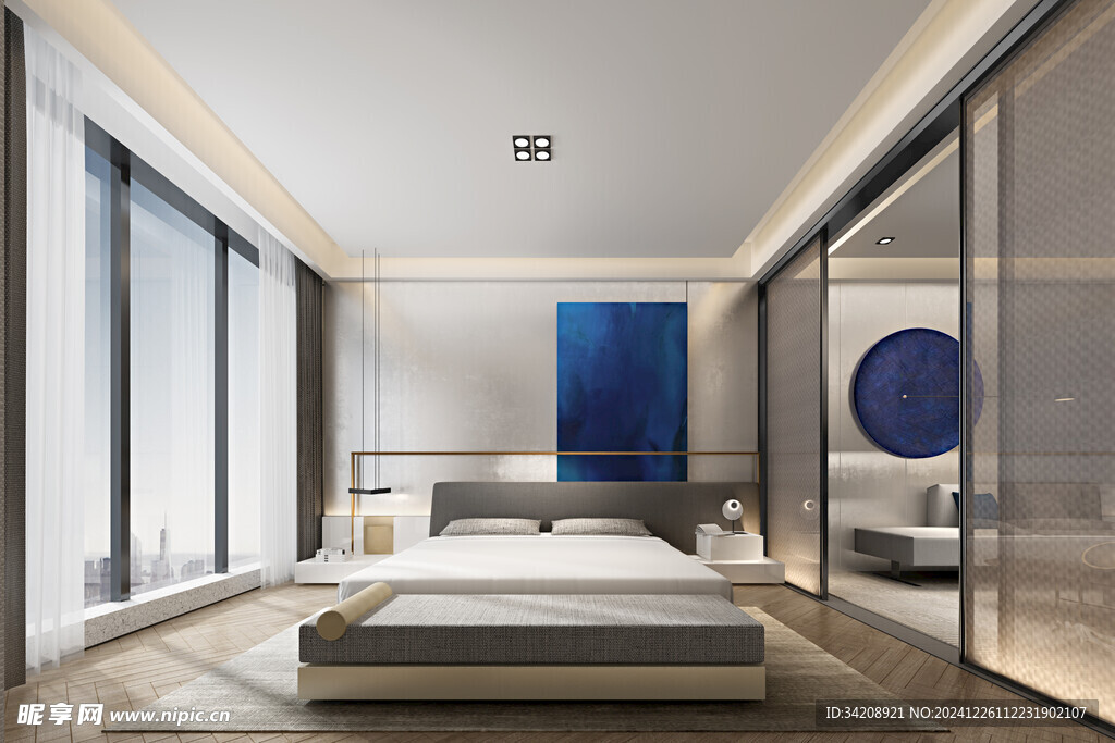 中复古式卧室空间极简现代简约风