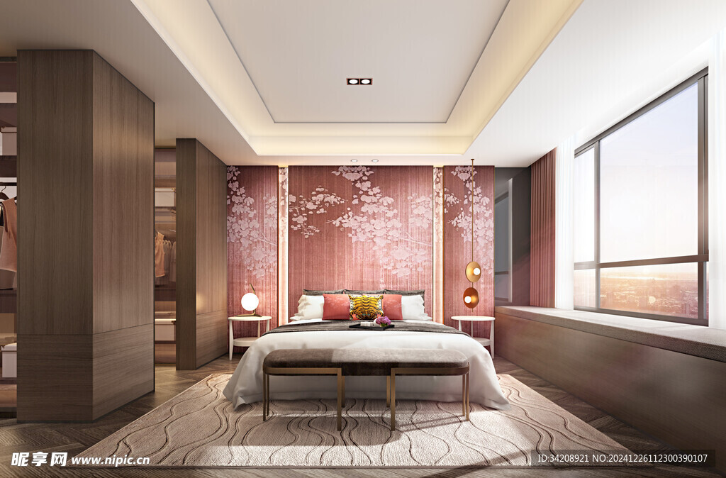 中复古式卧室空间极简现代简约风