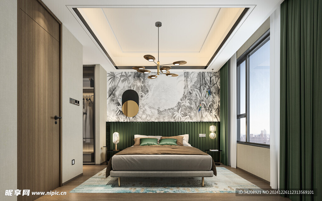 中复古式卧室空间极简现代简约风