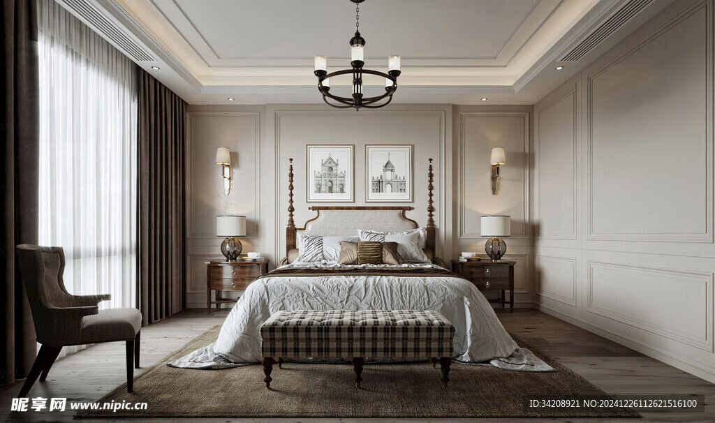 北美欧式卧室空间设计现代田园风