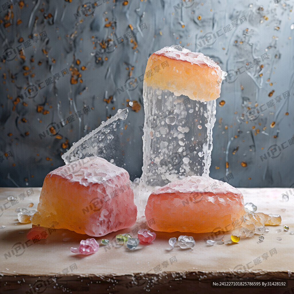 扁长的软糖 有弹性 晶莹剔透