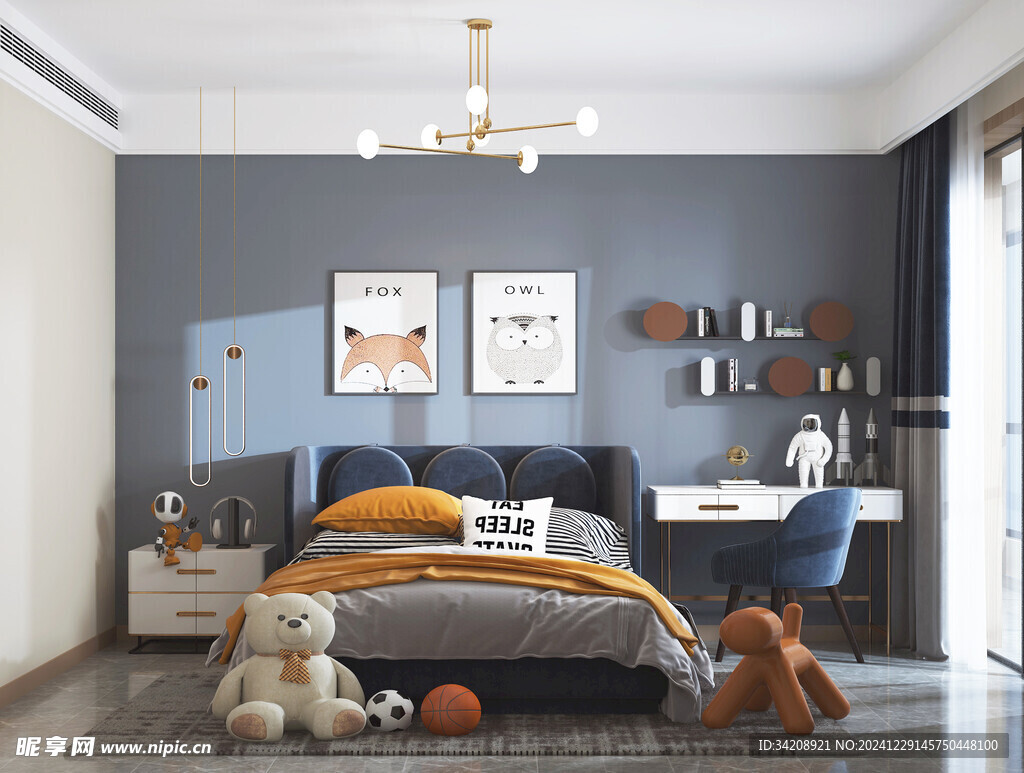 儿童女孩房次卧室北欧现代简约风