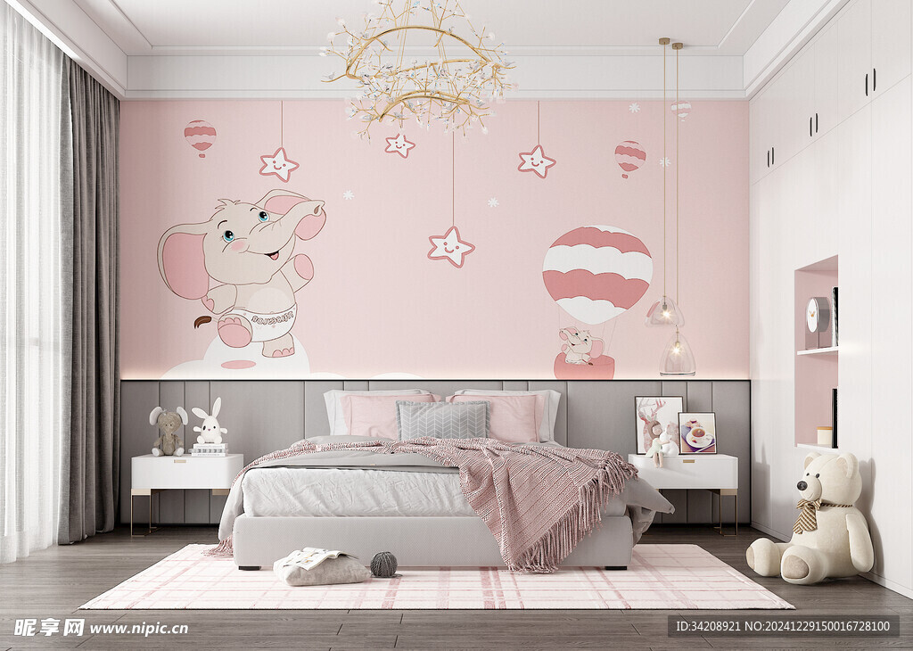 儿童女孩房次卧室北欧现代简约风