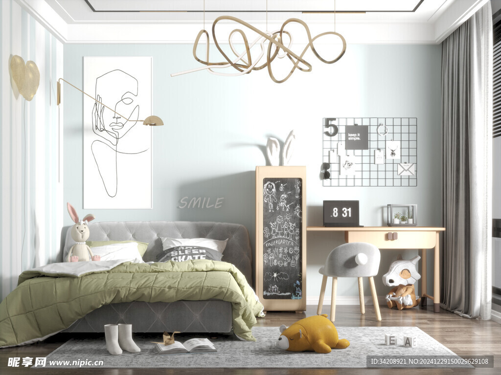 儿童女孩房次卧室北欧现代简约风