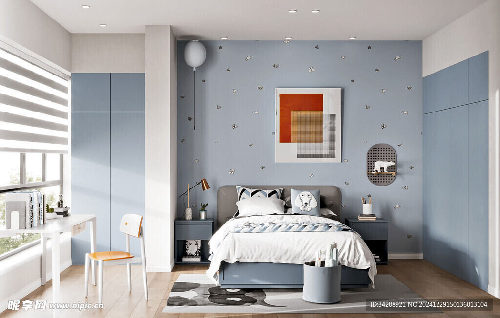 儿童女孩房次卧室北欧现代简约风