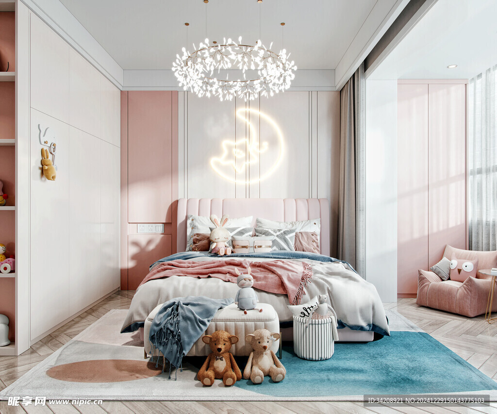 儿童女孩房次卧室北欧现代简约风