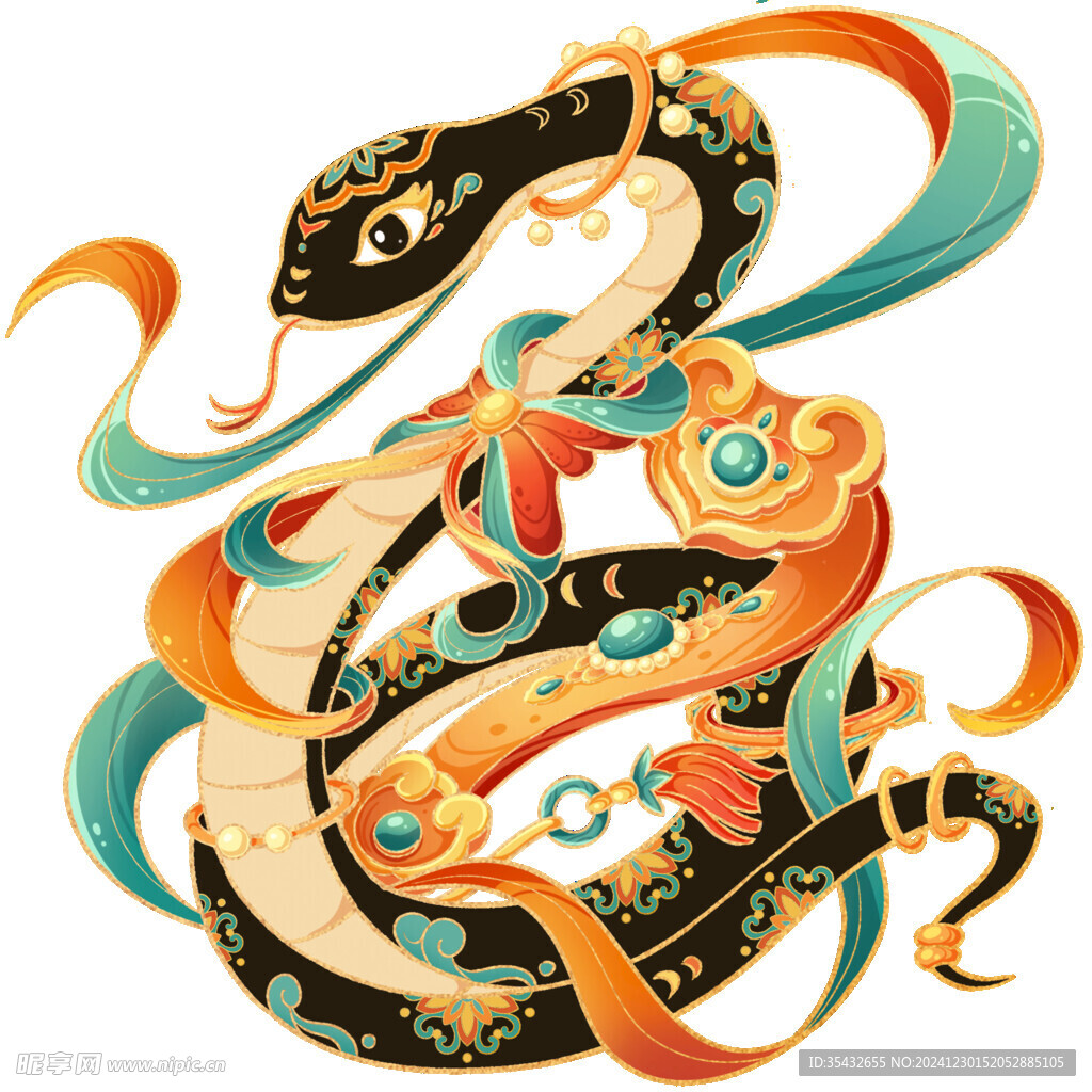 黑金蛇手绘PNG图