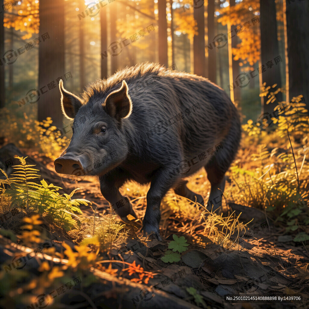 金色阳光铺满森林